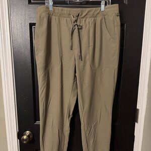 Mens Stretch VRST Pants Elastic Cuff Ankle Khaki Joggers